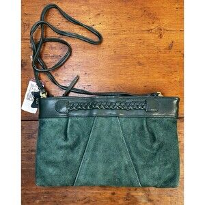 Vintage Green Leather Suede Purse Crossbody Bag NWT!